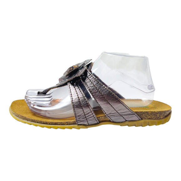 Bionatura Platinum Leather Flower Thong Comfort Sandal Women’s Sz EU 41 | US 10 - Picture 3 of 10